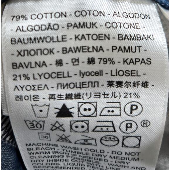 Levi's Premium Ribcage Straight Button Fly Raw Hem Denim Stretch Jeans Size 31 - Picture 4 of 9